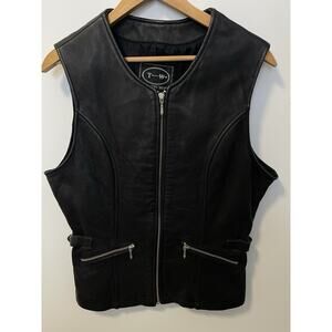 Vintage Tannery West Women's Leather Vest - Women | Color: Black Size L